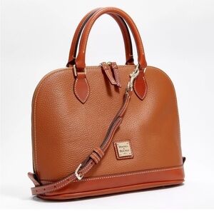 DOONEY & BOURKE Pebble Grain Zip Zip Satchel Caramel Hand Bag Purse | EUC
